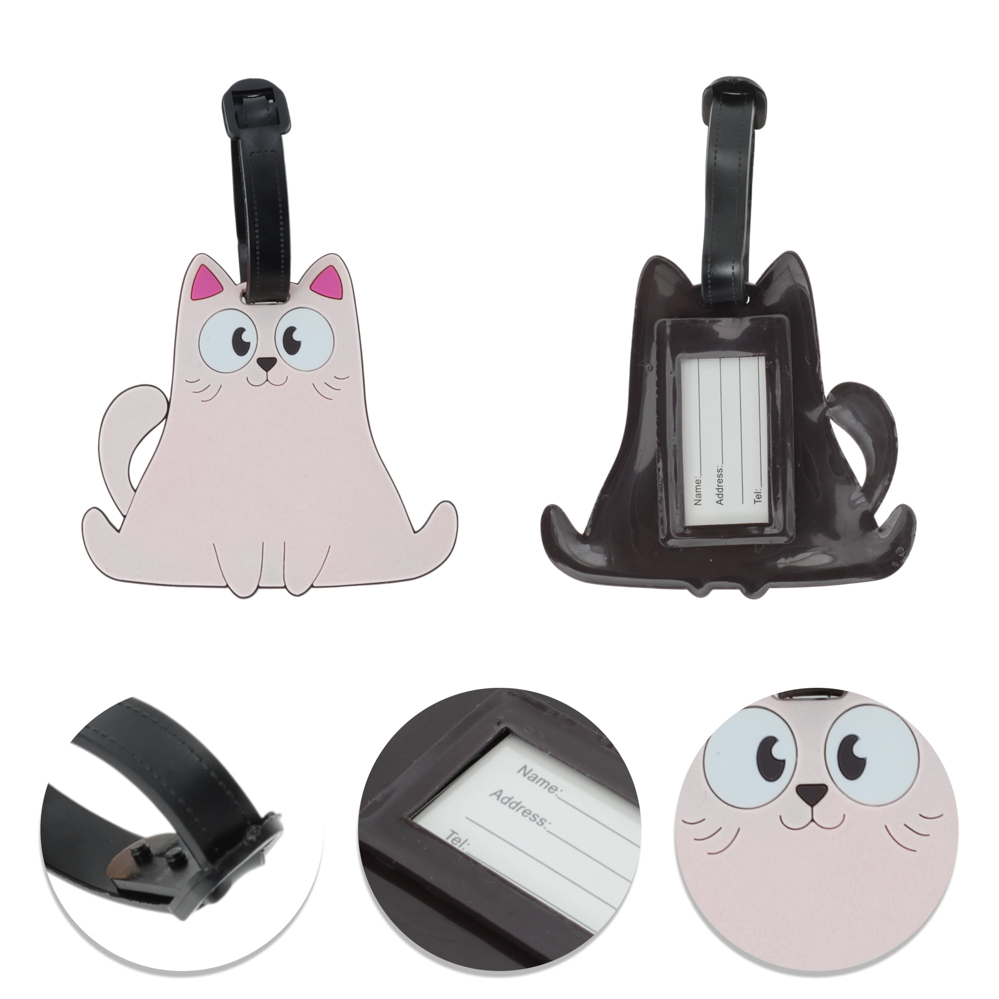 Unique Bargains 1 Pc Stylish Durable Smiling Cat Luggage Tag for Travelling Light Pink