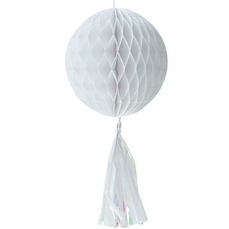 White Tissue Honeycomb Ball Decoration by Way to Celebrate