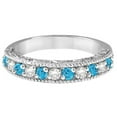 thumbnail image 4 of Blue Topaz and Diamond Band Filigree Ring Design 14k White Gold (0.60ct), 4 of 6
