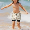 thumbnail image 6 of Wukai Kawaii Bear Print Teen Beach Trunks with Compression Liner Swimsuit Quick Dry Beach Sports Shorts with Pocket -, 6 of 8