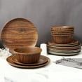 thumbnail image 7 of TP 18-Piece Dinnerware Set, Melamine Dinner Dishes Set with Bowls and Plates，Service for 6, Dishwasher Safe, Rosewood Grain, 7 of 7