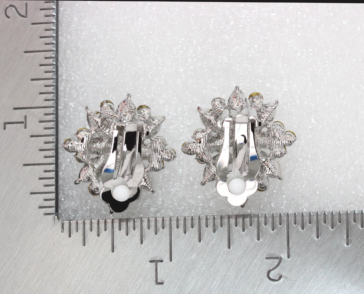 Faship Stunning Black Crystal Floral Clip On Style Earrings