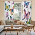 thumbnail image 2 of Colorful Butterfly Kitchen Curtain for Berdoom Living Room Cafe 72 Inch Length, Elegant Pastoral Butterflies Watercolor Tiers Curtains Light Filtering Drapes Window Treatment 2 Panels 52"Wx72"L, 2 of 8