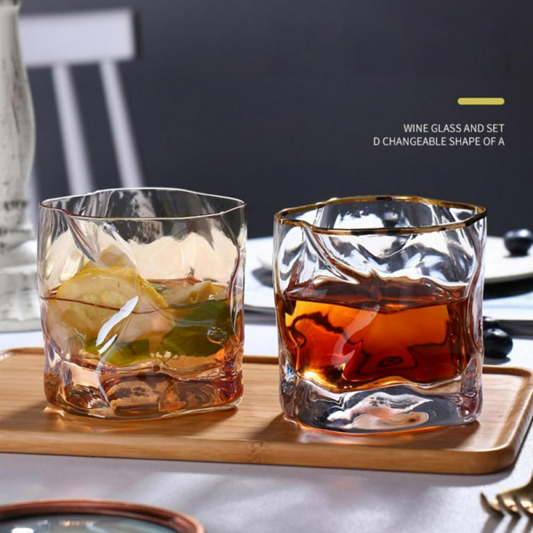 4pcs Embossed Crystal Whiskey Glasses Set - Perfect for Juice, Beverage,  Beer, and Cocktail Drinks