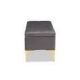 thumbnail image 4 of Valere Glam and Luxe Grey Velvet Fabric Upholstered Gold Finished Button Tufted Storage Ottoman, 4 of 5