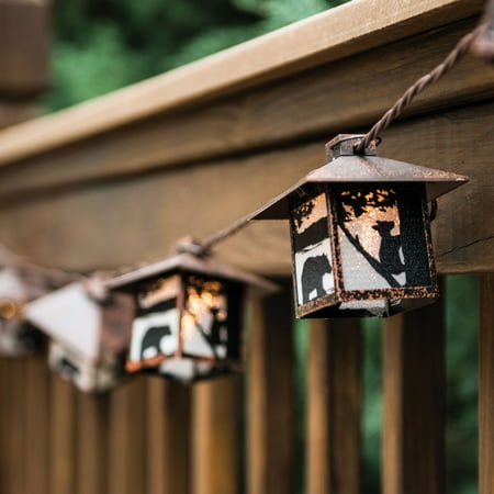Black Bear Rustic Lantern String Lights Cabin Outdoor Black Bear Rustic Lantern String Lights Cabin Outdoor