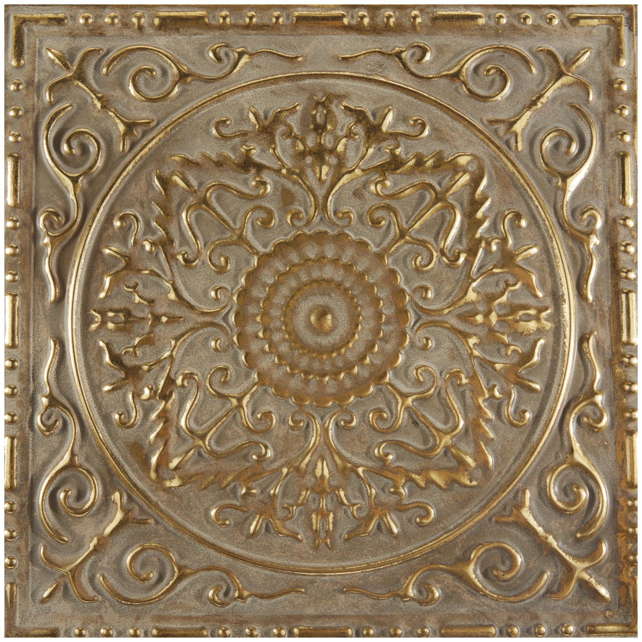 DecMode Gold Metal Scroll Wall Decor with Embossed Details (4 Count)