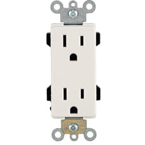 Leviton 242-16252-00W Duplex Receptacle, 2 -Pole, 15 A, 125 V, Back, Side Wiring, NEMA: 5-15R, White
