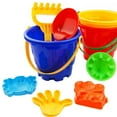 thumbnail image 3 of 7pcs Beach Toy Sand Plaything Plastic Bucket Spade Shovel Rake Kids Children Tools Color Random, 3 of 7