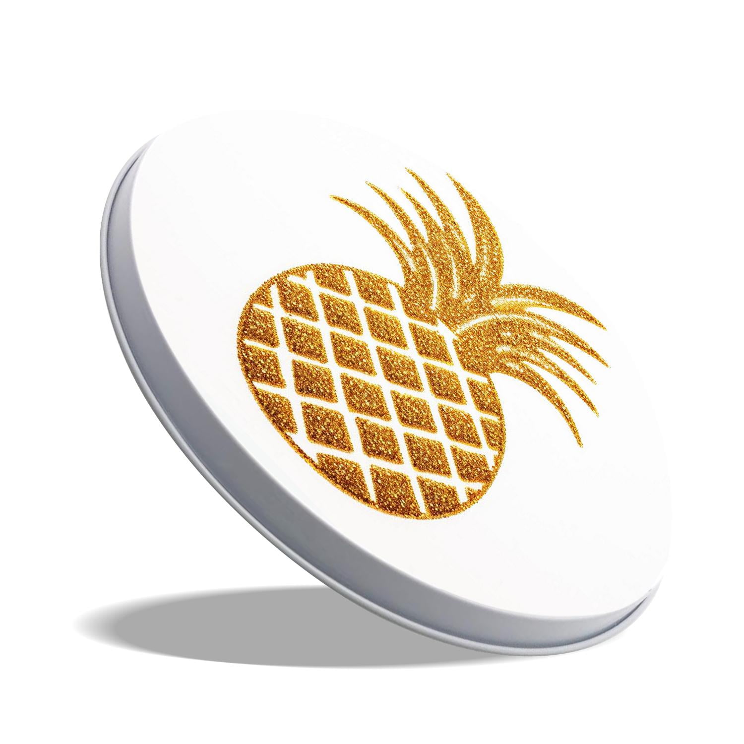 Round Stove Burner Covers 4 Pcs for Home Decor Cooktop Decorative ,Gold Pineapple Fruit White Summer creative pattern, Metal Round Stove Burner Covers 8Inch And 10Inch