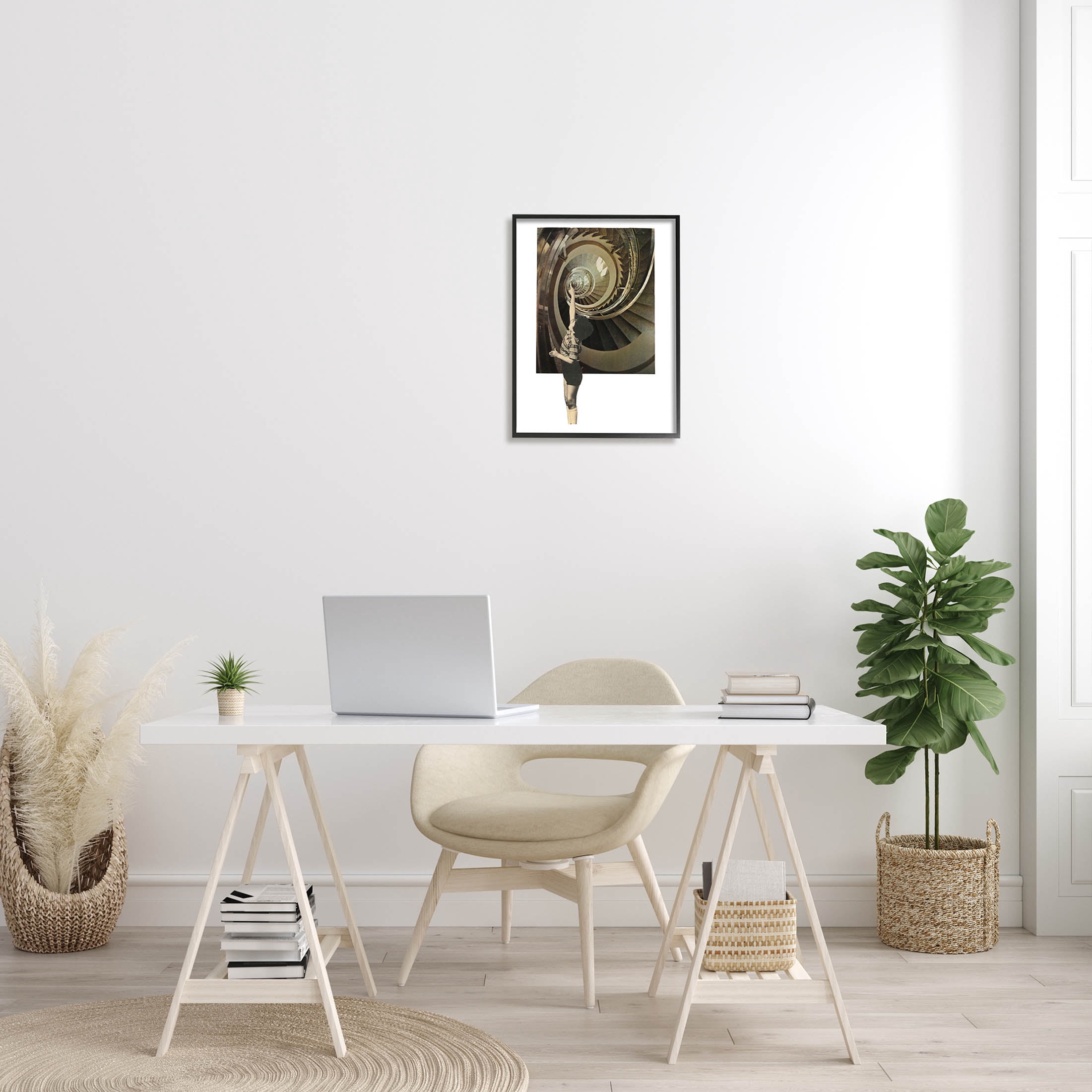 Stupell Industries Surreal Pointing Child Spiral Staircase Graphic Art Black Framed Art Print Wall Art, Design by Matheus Lopes Castro