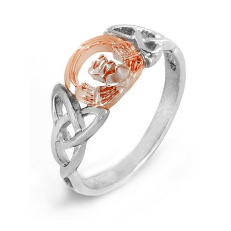 Celtic Ring Jewelry - Coastal Jewelry Two Tone Stainless Steel Celtic Claddagh Ring