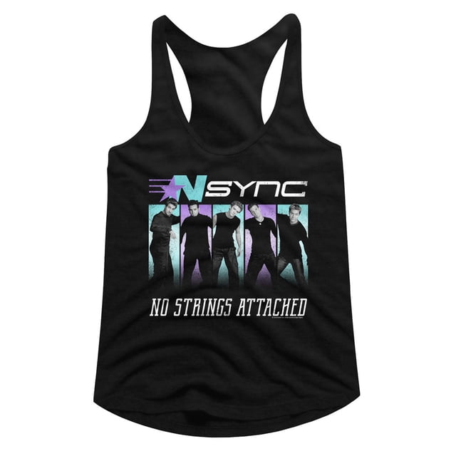 NSYNC No Strings Black Women's Racerback Tank Top