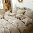 MooMee Bedding Duvet Cover Set 100 Washed Cotton Linen Like Textured
