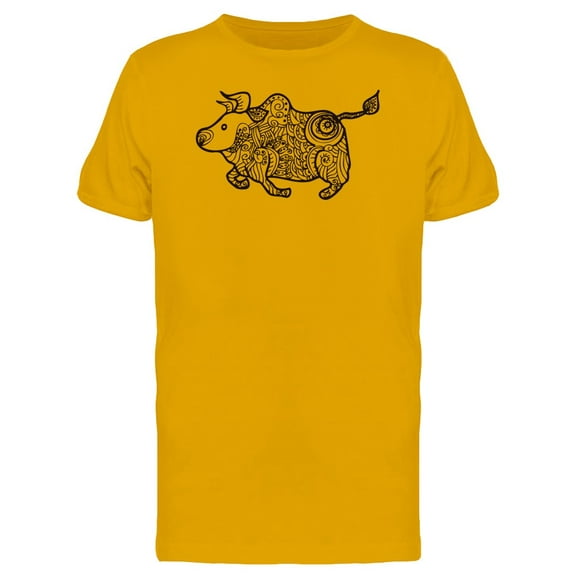 Cow With Ethnic Tattoos T-Shirt Men -Image by Shutterstock, Male Small
