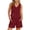 Deep Red #14, variant on Cotton Linen Short Sets for Women 2 Piece Summer Vacation Outfits Sleeveless V Neck Tank Tops & Beach Shorts Lounge Set L