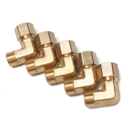 LTWFITTING 1/2 OD x 1/2 Male NPT 90 Degree Compression Elbow Brass Compression Fitting(Pack of 5)