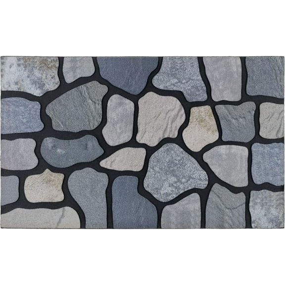 Door Mat Welcome Mat 18x30 Inch Front Door Mat Outdoors for Home Entrance Outdoors Mat for Outside Entry Way Doormat Entry Rugs, Heavy Duty Non Slip Rubber Back Low Profile, Stone