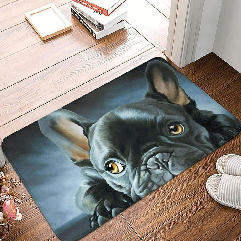 French Bulldog Animals Front Door Mat Outdoor Mud Absorbent Welcome Mat for Indoor Outdoor Doormat Entrance Mat Rug Outside Patio Inside Entry