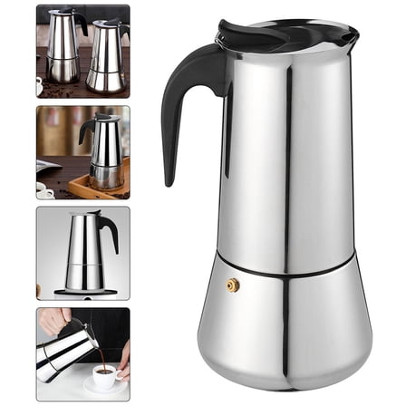 PBPBOX 1Pc Portable Stainless Steel Espresso Coffee Maker with Safety Pressure Release and Filter
