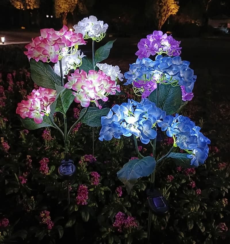 4-Piece Set Of Outdoor Solar Courtyard Lights - Larger And More Realistic Embroidered Ball Flower Lights, Courtyard Garden Lawn Channel Outdoor Colorful Lights Decoration Gifts
