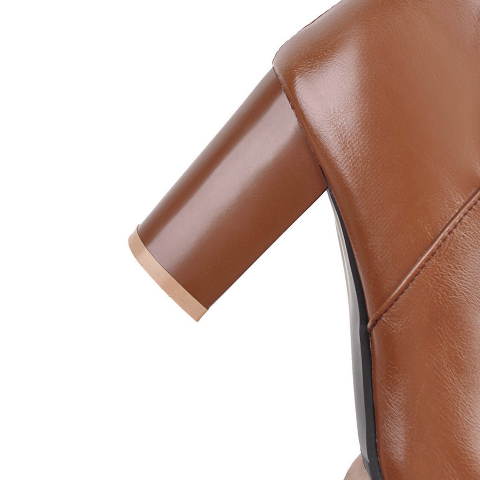 AXXD Women's Warm Riding Mid Calf High Heel Knee High Riding Boots Women's Cowgirl Boots Christmas On Clearance Brown Size 41(US:8.5)