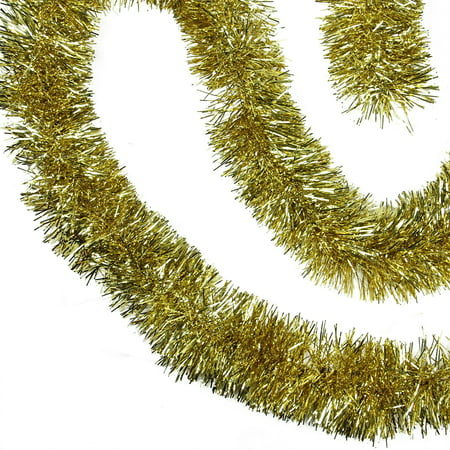 50' Traditional Shiny Gold Christmas Foil Tinsel Garland - Unlit - 3 (Best Way To Hang Garland)
