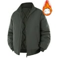 thumbnail image 4 of Xzbqbs Bomber Jacket Men Full Zip Up Thickened Warm Down Jackets Fashion Long Sleeve Lightweight Solid Stand Collar Flight Jacket, 4 of 6