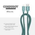 thumbnail image 5 of Liquipel Powertek Corduroy USB-A to Lightning - Green, 5 of 7