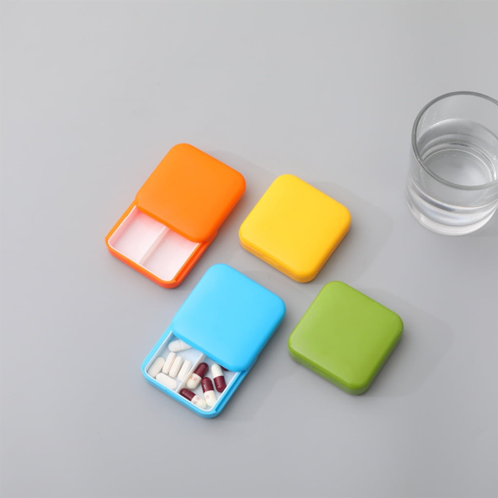 Mini Pill Case 2 Grids Dust Proof Daily Pills Fish Oil Organizer Box