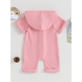 thumbnail image 4 of Gupgi Summer Infant Boys Girls Hooded Jumpsuits Baby Short Sleeve Solid Color Zipper Rompers, 4 of 9