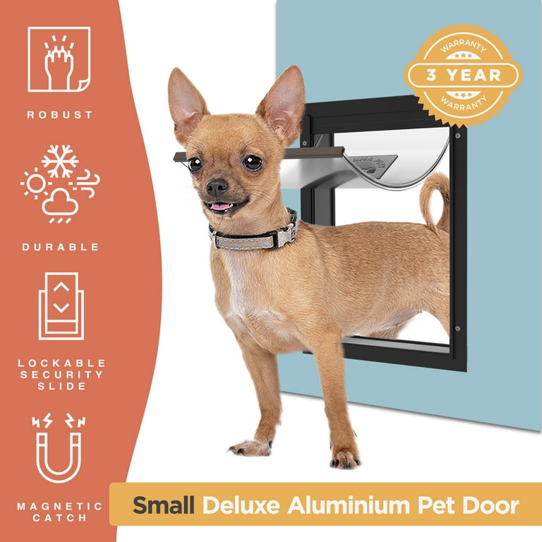 Deluxe Aluminum Pet Door Small Black Hakuna Pets