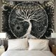 thumbnail image 1 of Tapiz del árbol de la vida, tapiz psicodélico para colgar en la pared con luna y sol negro, 1 of 5