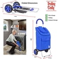 thumbnail image 3 of Trolley Dolly Blue Foldable Shopping cart for Groceries with Wheels and Removable Bag and Rolling Personal Handtruck Standard, 3 of 6