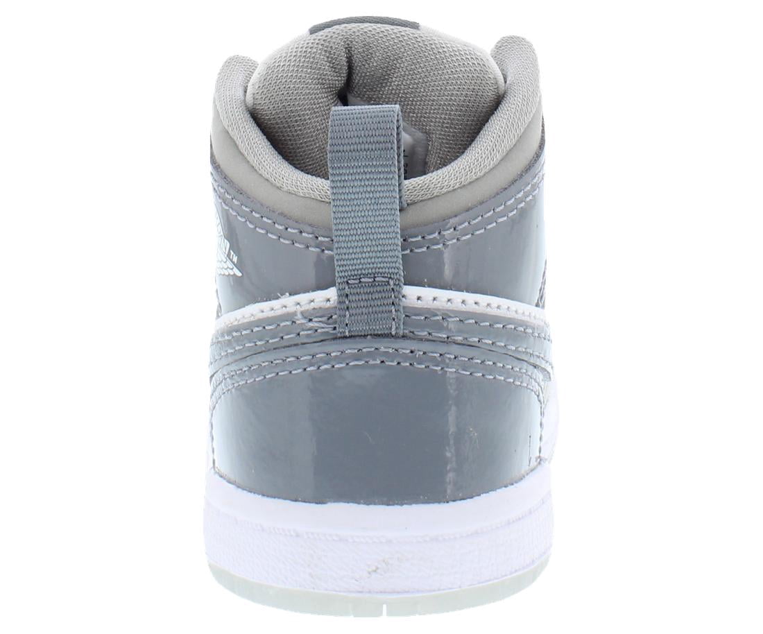 Nike Jordan 1 Mid SE Leather Infant/Toddler Shoes Size 6, Color: White/Cool Grey/Medium Grey