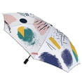 thumbnail image 3 of POBUDS Windproof Automatic Umbrella – Steel-Carbon Fiber Frame, UV-Blocking Black Coating Inside, Auto Open/Close - Shapes And Bold Brush Lines, 3 of 8