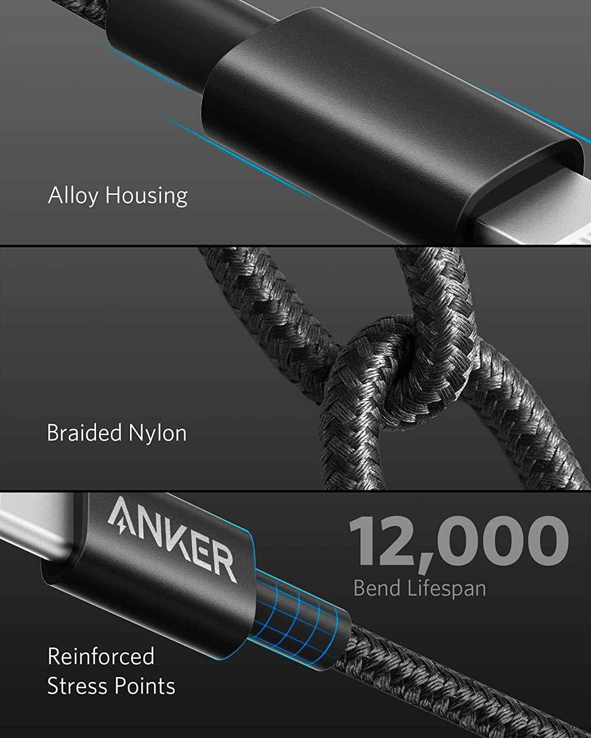 Anker New Nylon USB C to Lightning Cable, MFi Certified, compatible for iPhone 14 Series, and More (2, Black, 6FT)