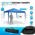 thumbnail image 5 of HOTEEL Canopy 10x10 Pop Up Canopy Tent with 3 Sidewalls Party Tents for Parties Weddings Backyard Waterproof Canopy Outdoor Commercial Canopy Event Tent with Stakes, Ropes, Blue, 5 of 7