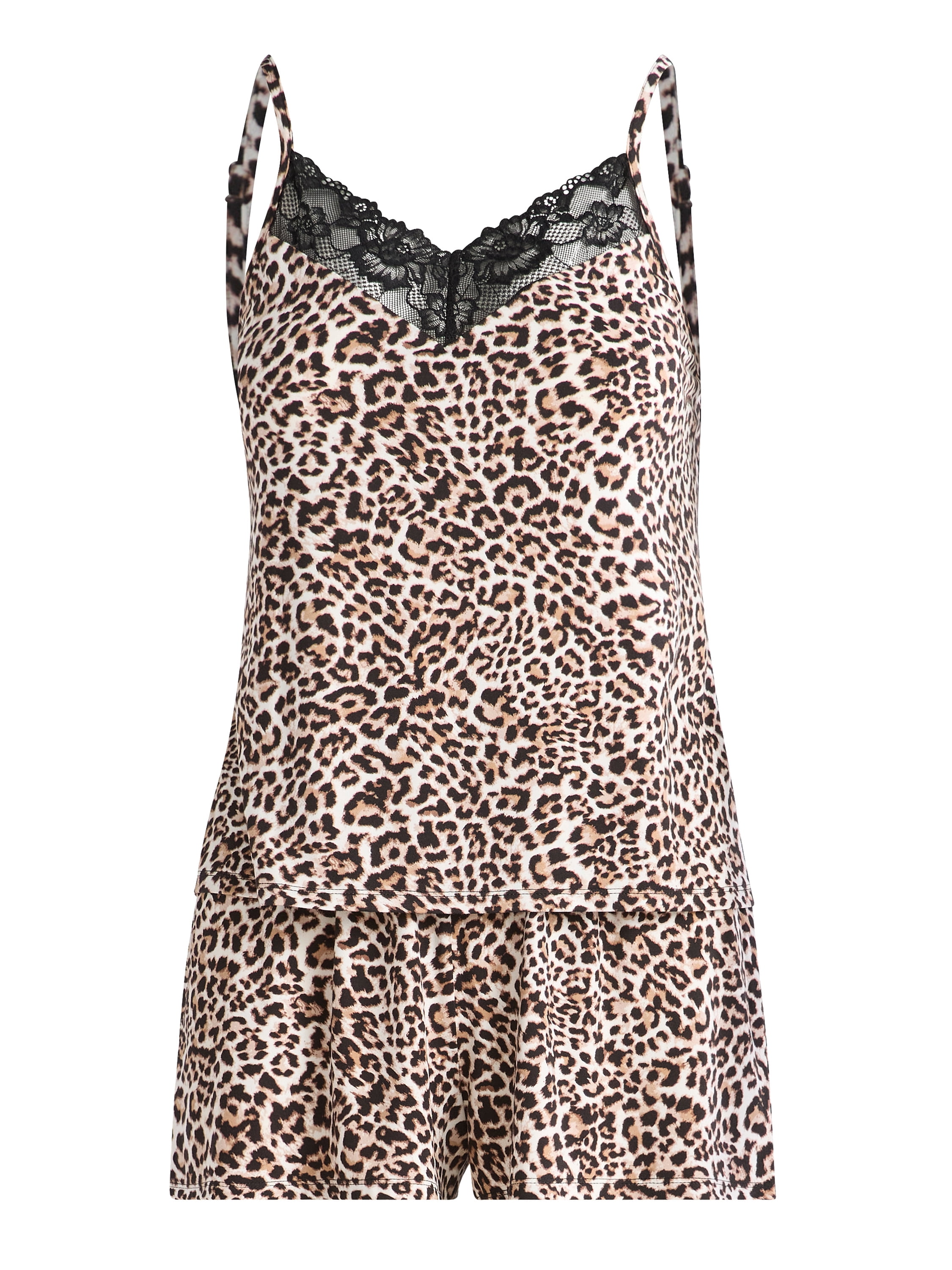 Joyspun Women’s Dreamy Soft Collection Lace Trim Knit Cami and Shorts Pajama Set, Sizes XS to 3X