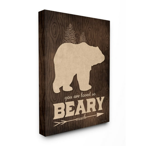 The Kids Room by Stupell You Are Loved So Beary Much Wood Grain Stretched Canvas Wall Art, 16 x 1.5 x 20