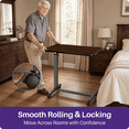thumbnail image 6 of Kekoy Overbed Table with Wheels, One-Touch Height Adjustable Rolling Hospital Bedside Table, Stable Bed Tray for Eating, Reading, Elderly Home Care and Hospital Use, 6 of 10