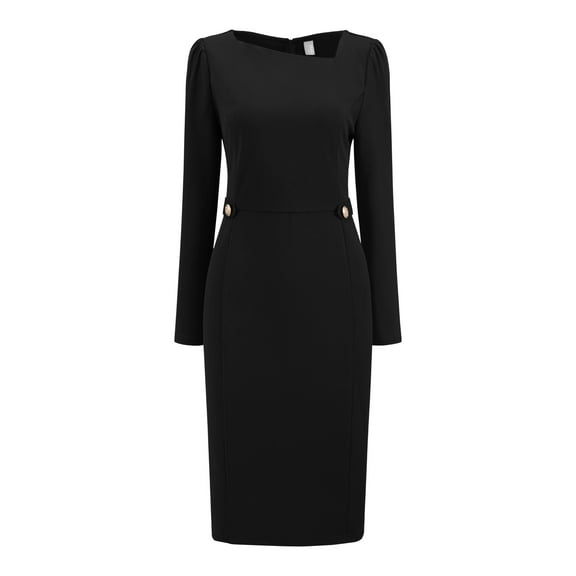 DARING DIVA Funeral Wear Long Sleeve Pencil Dress S Black