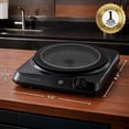thumbnail image 6 of OVENTE Countertop Infrared Single Burner, 1000W Electric Hot Plate with 7” Ceramic Glass Cooktop, 5 Level Temperature Setting & Easy to Clean Base, Compact Stove for Home Dorm Office, Black BGI101B, 6 of 7