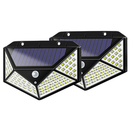 

Solar Lights Motion Sensor 100 Led Smart Brightness Control Waterproof IP65 Wireless Lights for Garden Fence Patio Garage Front Door 2 Pack