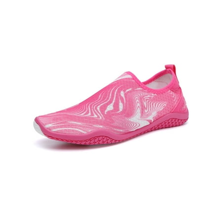 

Daeful Womens Mens Beach Shoe Quick Dry Barefoot Slip On Water Shoes Comfort Lightweight Aqua Socks Outdoor Flats Plum Red 6