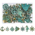 thumbnail image 2 of 42Pcs Ocean Theme Alloy Pendants Green Patina Seahorse Compass Charm Pendant Metal Fish Pendant Charms, 2 of 9