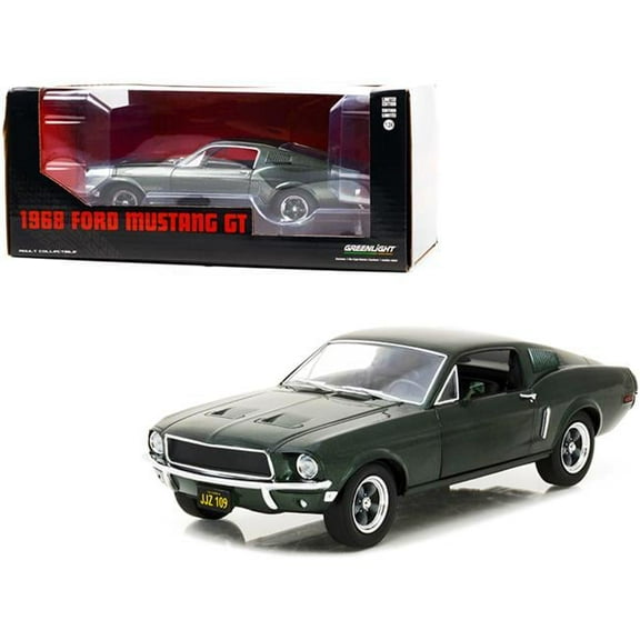 1-24 Scale 1968 Ford Mustang GT Fastback Highland Diecast Model Car, Metallic Green