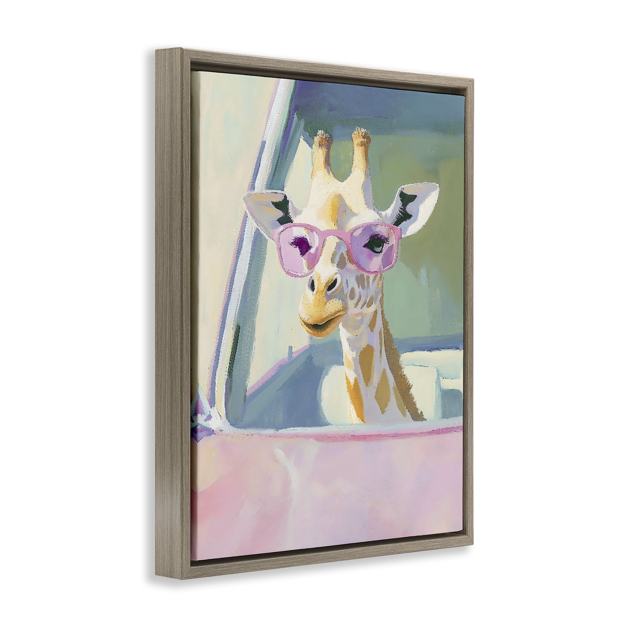 Stupell Industries Giraffe Car Ride Brown Framed Floater Canvas Wall Art, design by The Prints Vibe