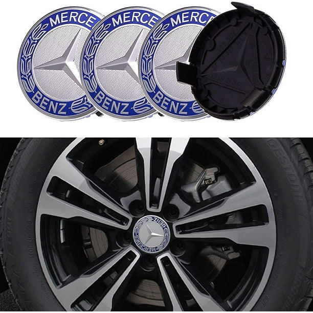 LOT 4 Cache Moyeu 75mm Full Gris Pour Mercedes Logo Emblème Jante