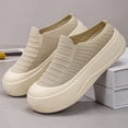 thumbnail image 5 of Viluyesy Women's Platform Sneakers Chunky Slip On Comfortable Breathable Knit Walking Shoes Non Slip Casual Flats Beige Size 8, 5 of 9
